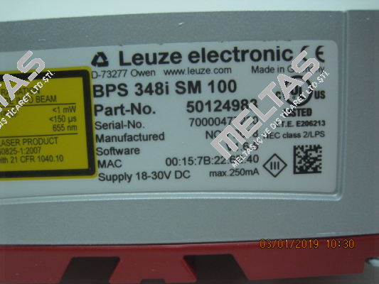 p/n: 50124983, Type: BPS 348i SM 100 Leuze