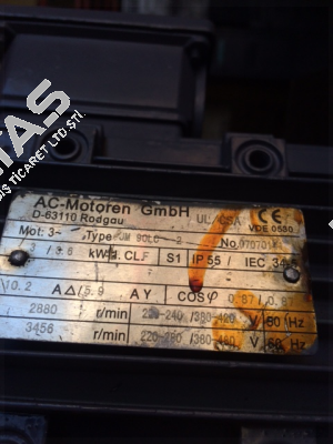 Type: JM 90LC 2, obsolete, replacement PDM-2-B3-3-100L-A-Z1UL (brand ATG) (check type of construction)  AC Motoren