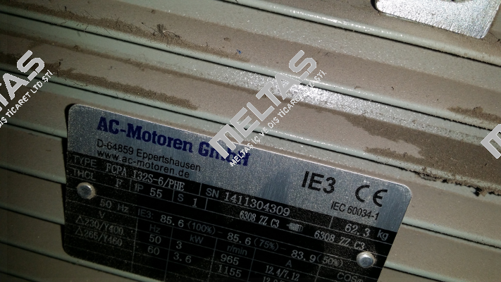 FCPA 132S-6/PHE obsolete, replaced by IE3AC13S6004  AC Motoren