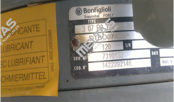 307 R3 120 HZ P160 B0 W0A LO PV Bonfiglioli
