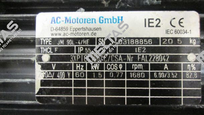 JM 90L-4/HE old code, new code FCA 90 L-4/HE AC Motoren
