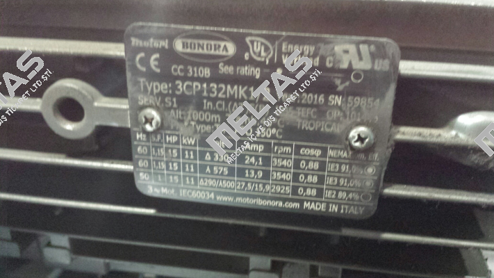 3CP132MK1/2 (OEM for FPZ) - obsolete, replaced by - GR.132 - 15 HP 330/575-60 UR PREMIUM  (Art. 4051+0107) Bonora