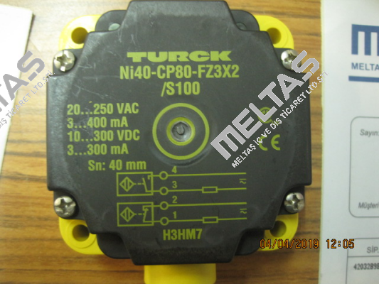 p/n: 13443, Type: NI40-CP80-FZ3X2/S100 Turck