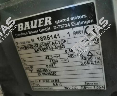 Type: BG20-37/DV08LA4-TOF/EKK008A9-A/MG Bauer