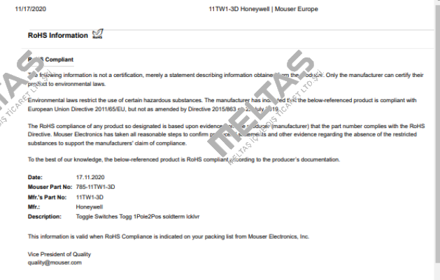 11TW1-3D Honeywell