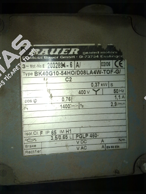 Type:BK40G10-54HO/D08LA4W-TOF-G Bauer