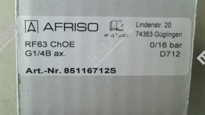 P/N;85116712S; Type:RF63ChGly 0/16bar 1/4 ax D712 Afriso