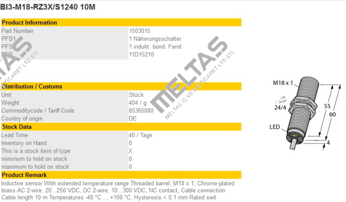 BI3-M18-RZ3X/S1240 Turck