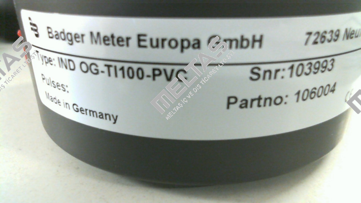 P/N 106004 Type: Industrial OG-TI100-PVC Badger Meter