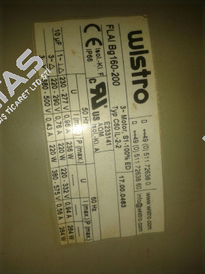 Type: C60 I 2-2 ,BG 160-200, 17000463 Wistro
