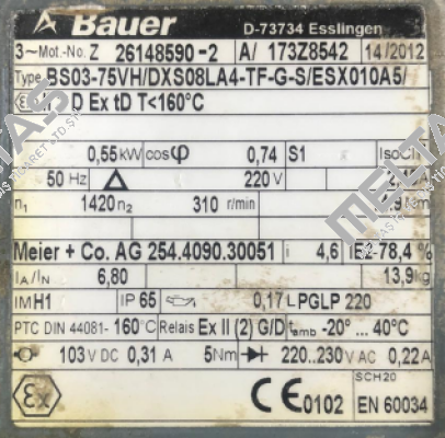 BS03-75VHDXS08LA4-TF-G-S/ESX010A5 Bauer