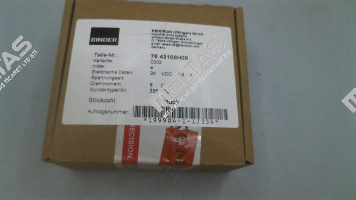 76 43108H08-0002 Binder