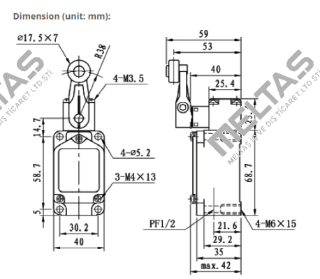 ATO-HTLS-ARL /High Temperature Limit Switch with Adjustable Roller Lever, 350°C Moeller (Eaton)