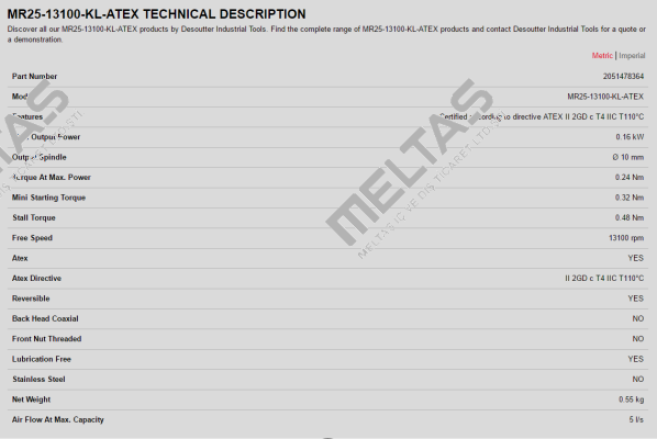 2051478364 / MR25-13100-KL-ATEX Desoutter