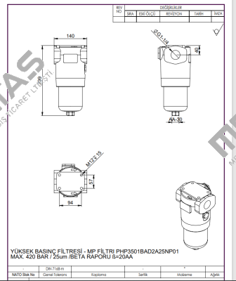 FHP3501BAD2A25NP01 MP Filtri